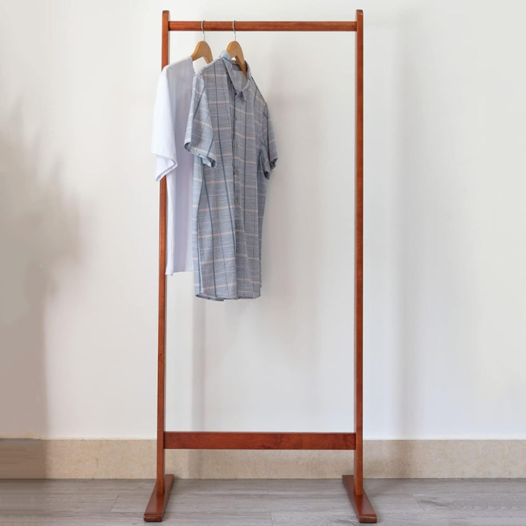 Heavy Duty Garment Rack Solid Wood Clothing Rack for Hanging Clothes Large Capacity Clothes Rail for Bedrooms and Entryway Freestanding Coat Rack, Easy to Assemble (Red Brown 85X38X150CM)