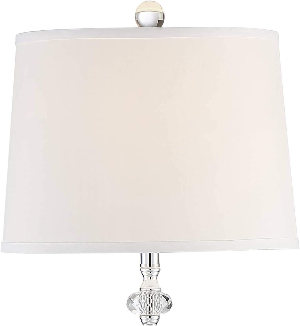 360 Lighting Montrose Glam Standing Floor Lamps 61' Tall Set of 2 Polished Steel Silver Crystal Glass White Fabric Drum Shade Decor for Living Room Reading House Bedroom Office