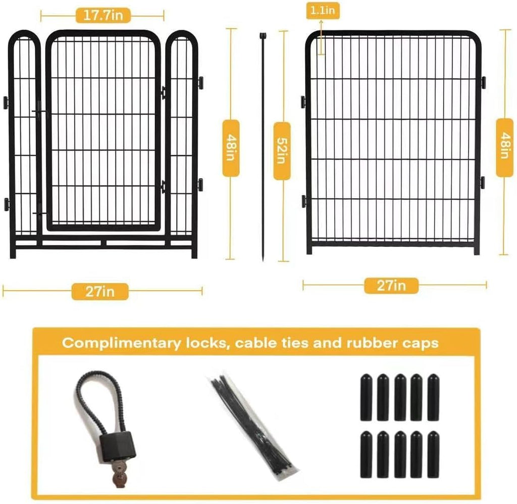 Getlay Dog Playpen 48inch 12 Panels, Puppy Playpen Indoors, Dog Fence Outdoor for Yard, Wide Door Low Threshold Garden Fence for Medium/Large Pets. Black Dog Pens Total 26.6 Ft(L)