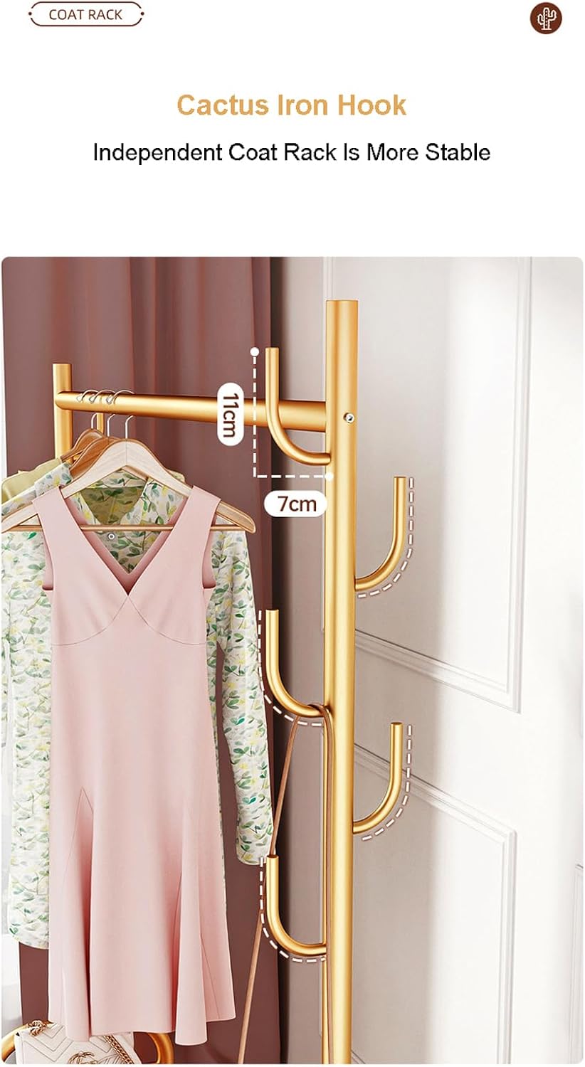 Heavy Duty Clothing Rack w/Wheels & 7 Side Hooks Metal Clothes Rack w/Double Layer Shoe Rack Rolling Garment Rack for Hanging Clothes Coats Shirts