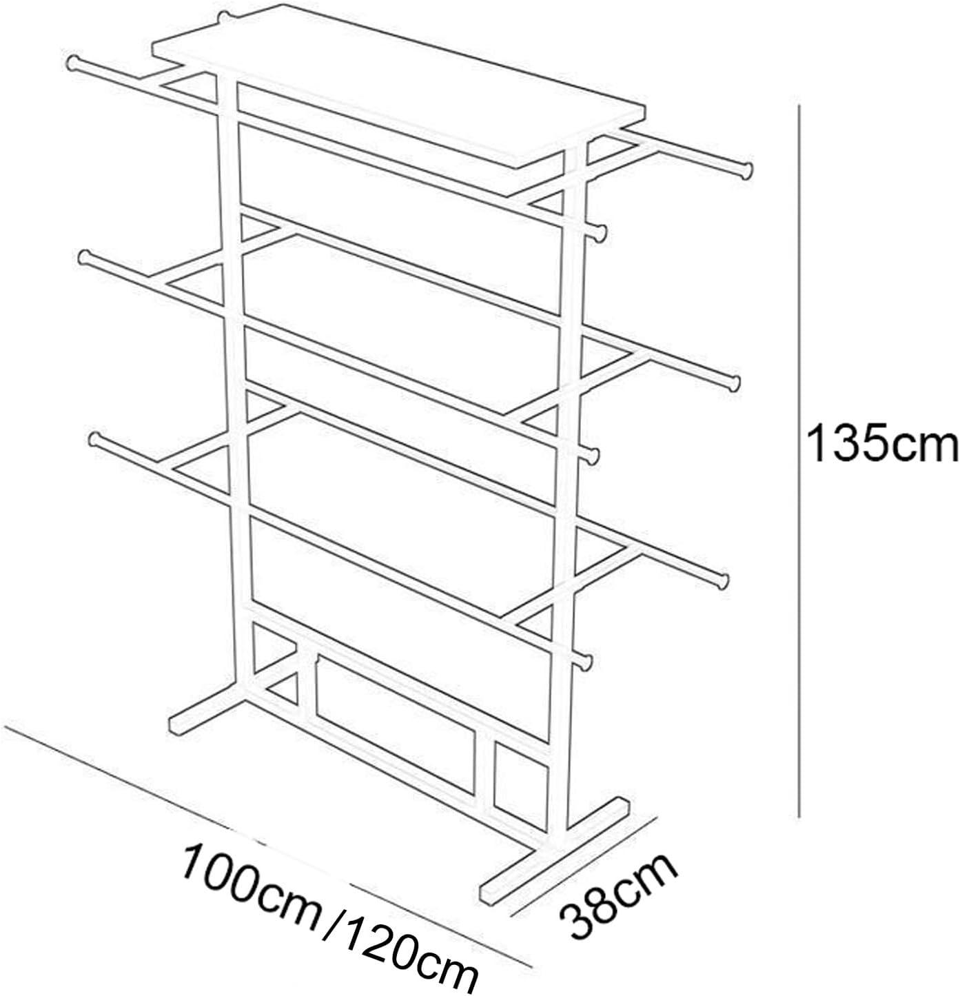 Heavy Duty Garment Rack Underwear Display Rack Organizer, Free Standing Metal Clothes Rack Storage Clothing Rack for Hanging Clothes, for Bag Skirts Socks U(Black-Length 100cm