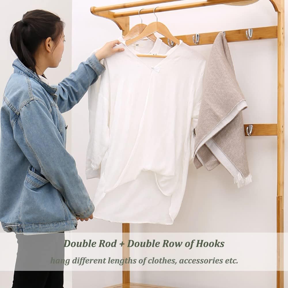 Generic Clothes Rack with Shoe Stand, Multi-Purpose Freestanding Garment Rack with Double Rail and Bench, for Boxes Shoes Boots, for Entryway Hallway/a/60Cm