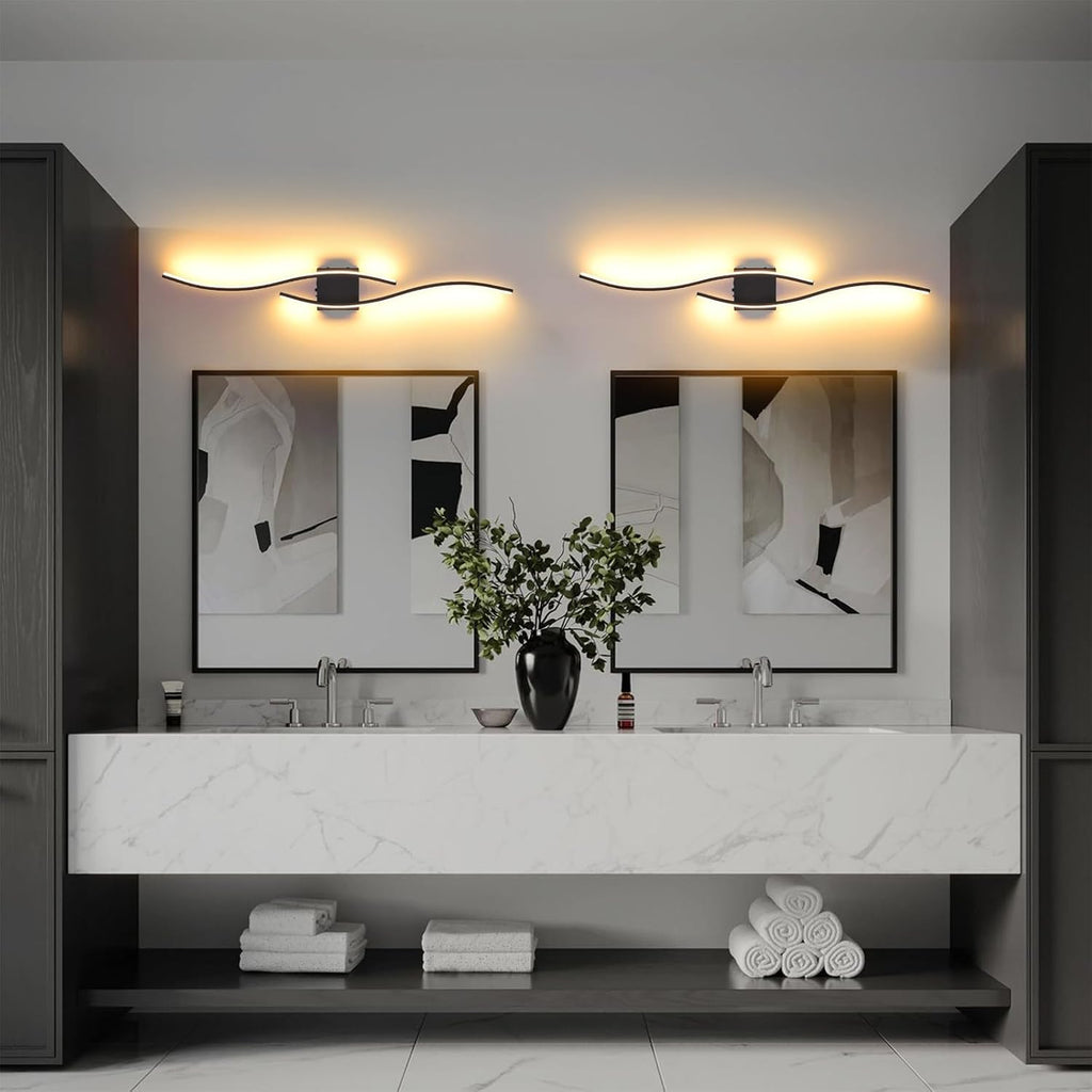 Battery Operated Wall Sconces Set Of Two, 3000K-6500K 39.4 inch black LED dimmable wireless wall sconce with remote control, USB rechargeable wall lights for Living Room Bedroom Hallway Background