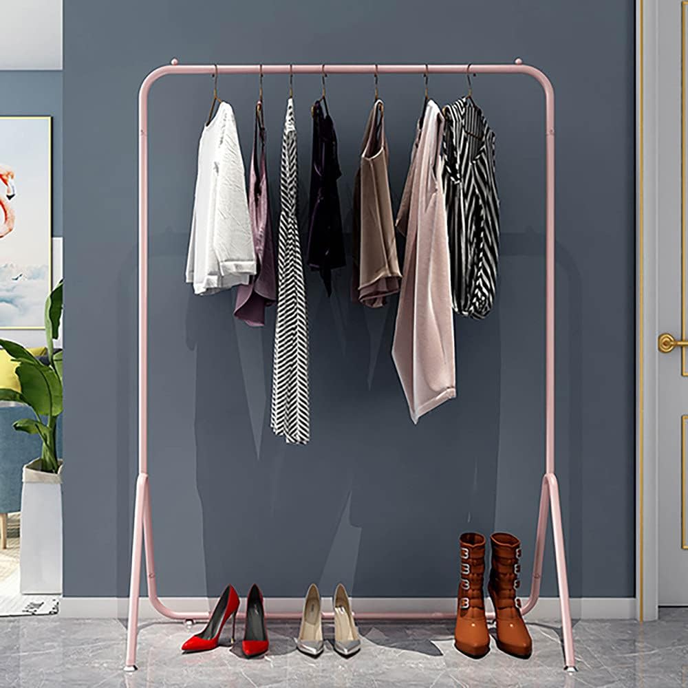 Garment Rack, Freestanding Garment Dress Hanging Display Rack For Coats, Shirts, Dresses, Scarves, Bags (Pink 100Cm)