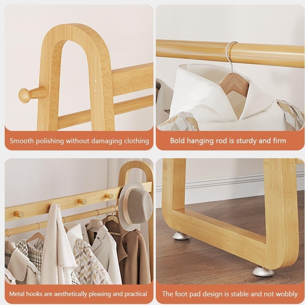 Slide Out Pants Rack Closet Hanger Bar Pull Trousers Tie Belts Scarf Racks Top Mounted Wardrobe Clothes for Closet Retractable,Stylish Bamboo Freestanding Garment Rack with 5 Shelves Space S
