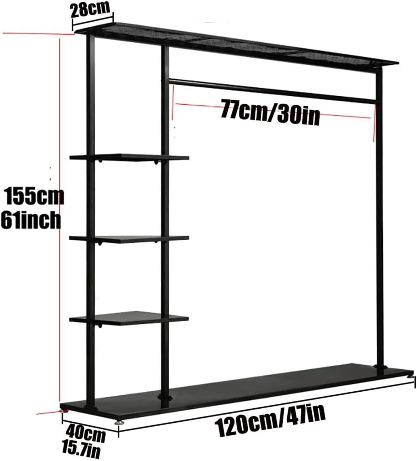 Hangers Display Stand - Garment Rack with Shelf, Metal Clothing Rack Free Standing Closet Organizer with 5 Tier Shelf,Clothing Display Stand for Home(C
