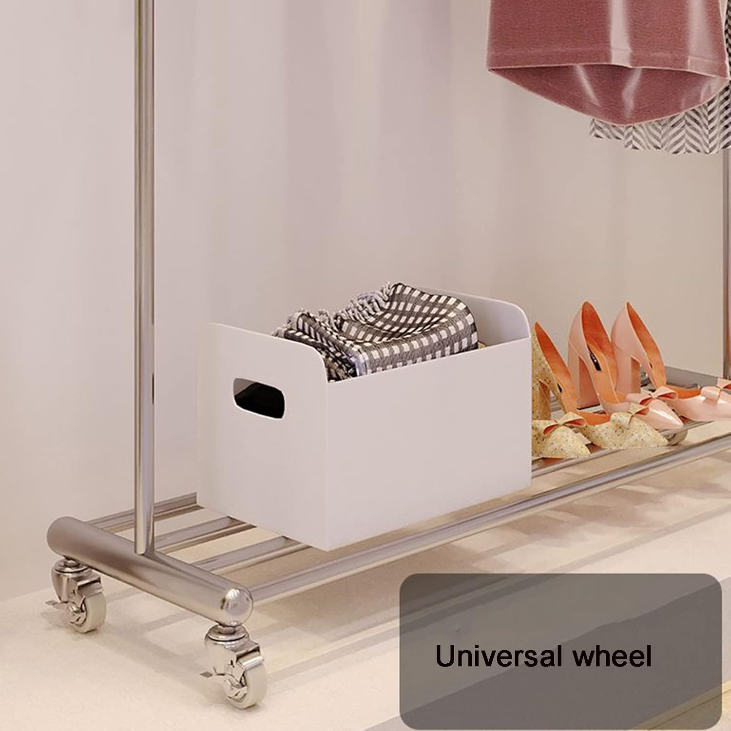 Heavy Duty Garment Rack Heavy Duty Clothes Rail On Wheels Silver Stainless Steel Clothing Rack with Shelves Freestanding Coat Rack for Bedroom and Living Room Large Capacity (80X40X160CM)