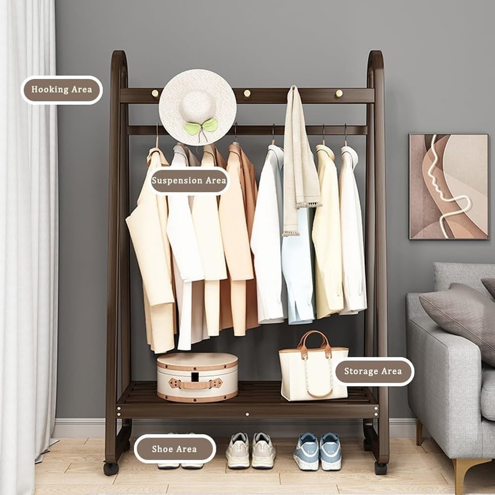 Slide Out Pants Rack Closet Hanger Bar Pull Trousers Tie Belts Scarf Racks Top Mounted Wardrobe Clothes for Closet Retractable,Stylish Bamboo Freestanding Garment Rack with 5 Shelves Space S