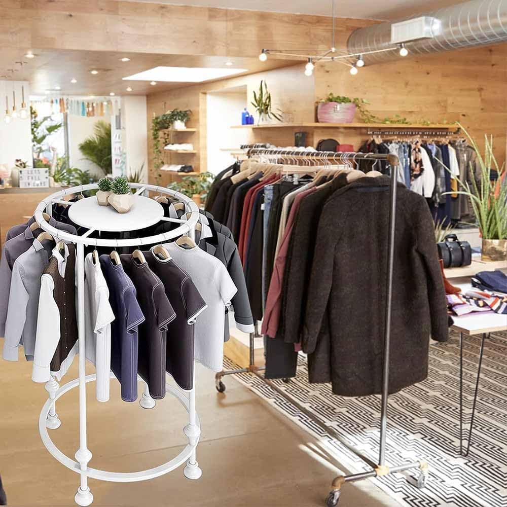 28' Metal Clothing Rack, Freestanding Round Garment Rack, Industrial Pipe Heavy Duty Clothes Rack, Clothes Hanger Rack for Coats, Shirts, Sweaters Wardrobe Rack,Gold
