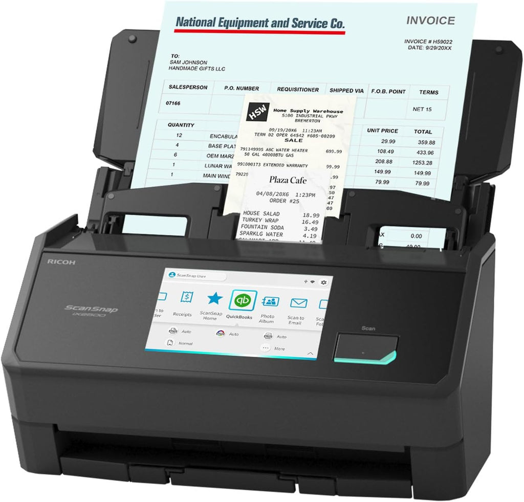 ScanSnap iX2500 Receipt Edition, Works with QuickBooks, Wireless or USB High-Speed Cloud Enabled Invoices & Receipts Scanner, 100 Page Auto Document Feeder for Mac or PC, Black