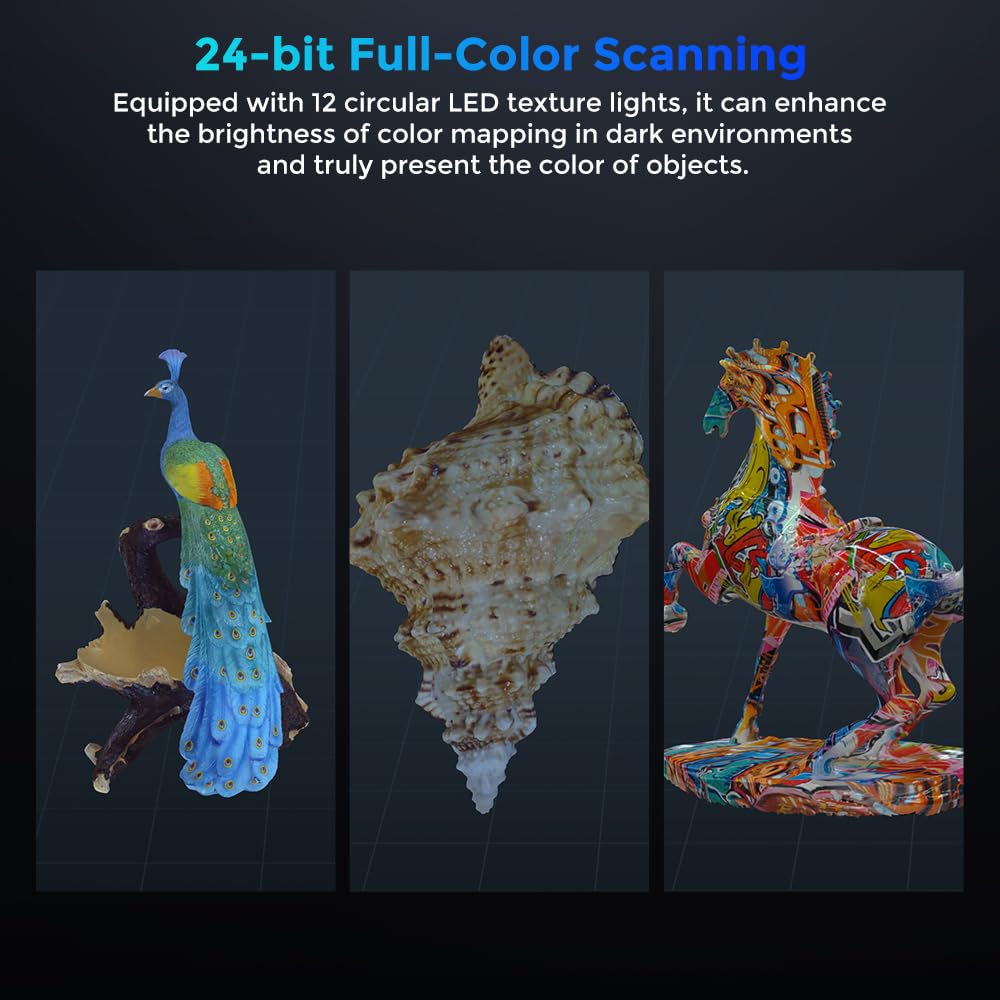 Creality 3D Scanner CR-Scan Raptor, Upgraded Handled 3D Scanner with Blue Laser Lines&NIR 60FPS 3D Scanning, 0.02mm Accuracy Anti-Shake Tracking 24-Bit Full-Color for iOS Mac Windows Android