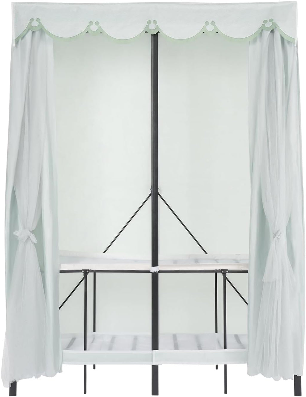 Wardrobe Closet Rack, Heavy-Duty Foldable Garment Rack with Cover, 1100lbs Capability Freestanding Clothes Organizer, Enclosed Curtain Armoires For Hanging Clothes (Green)