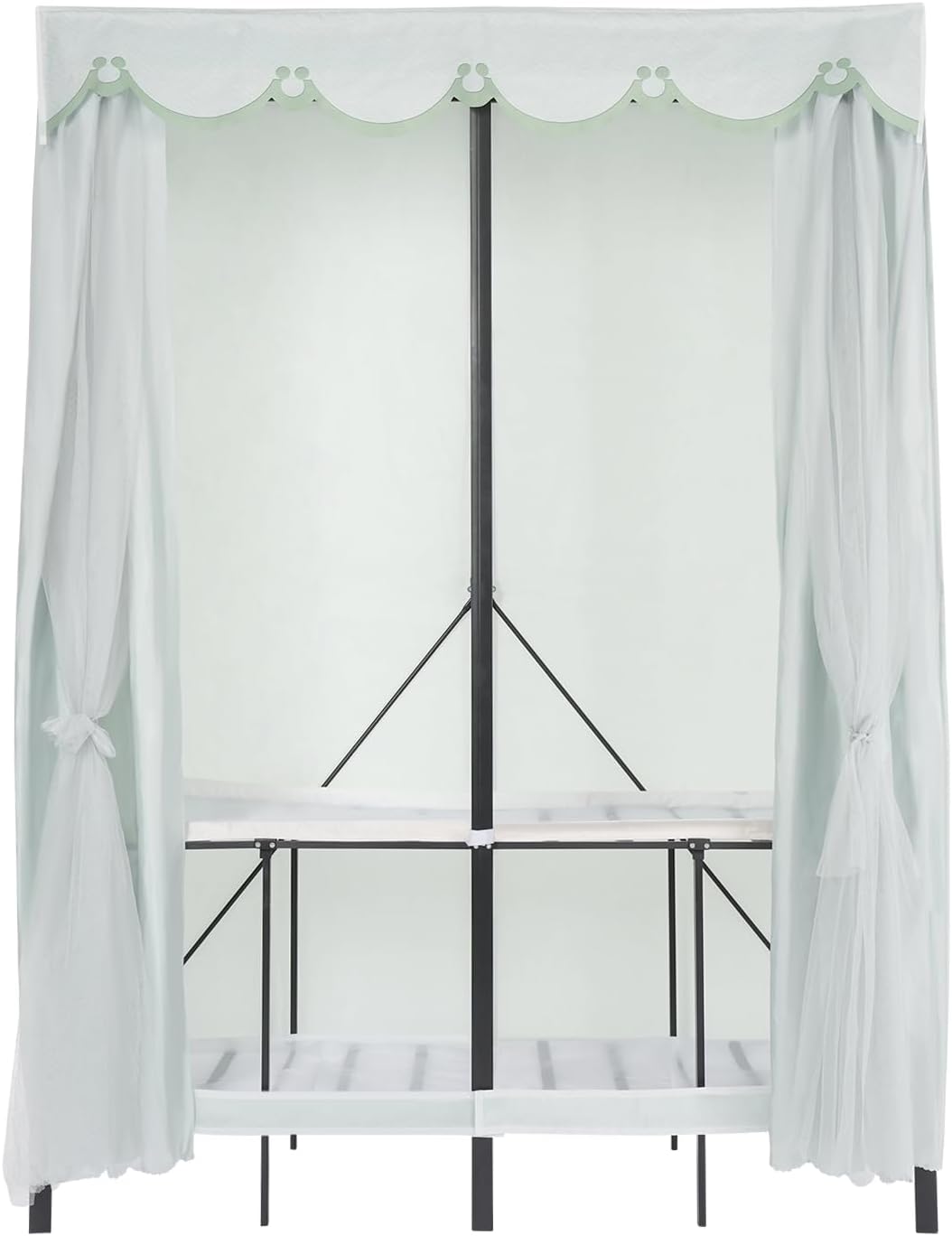 Wardrobe Closet Rack, Heavy-Duty Foldable Garment Rack with Cover, 1100lbs Capability Freestanding Clothes Organizer, Enclosed Curtain Armoires For Hanging Clothes (Green)