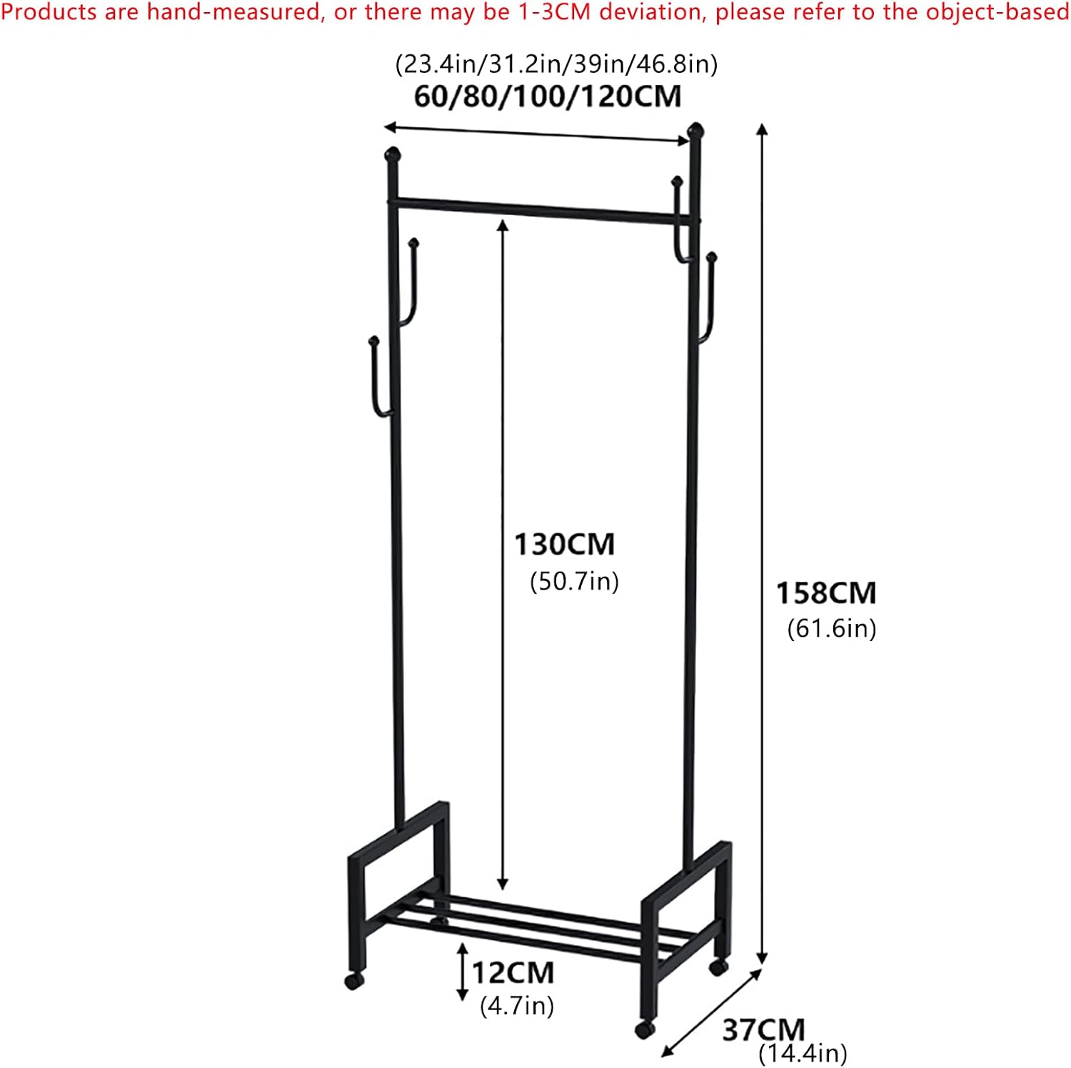Clothes Racks for Hanging Clothes, Mobile Coat Rack with Wheels, Freestanding Garment Rack Small Spaces Heavy Duty, for Hanging Clothes Coats Skirts Shirts Sweaters