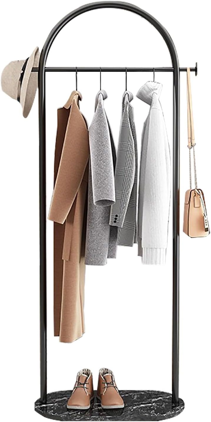 Freestanding Metal Garment Rack - Portable Clothing Storage Solution for Organizing Coats, Skirts, Shirts, and Sweaters - Perfect for Bedroom and Living Room Spaces