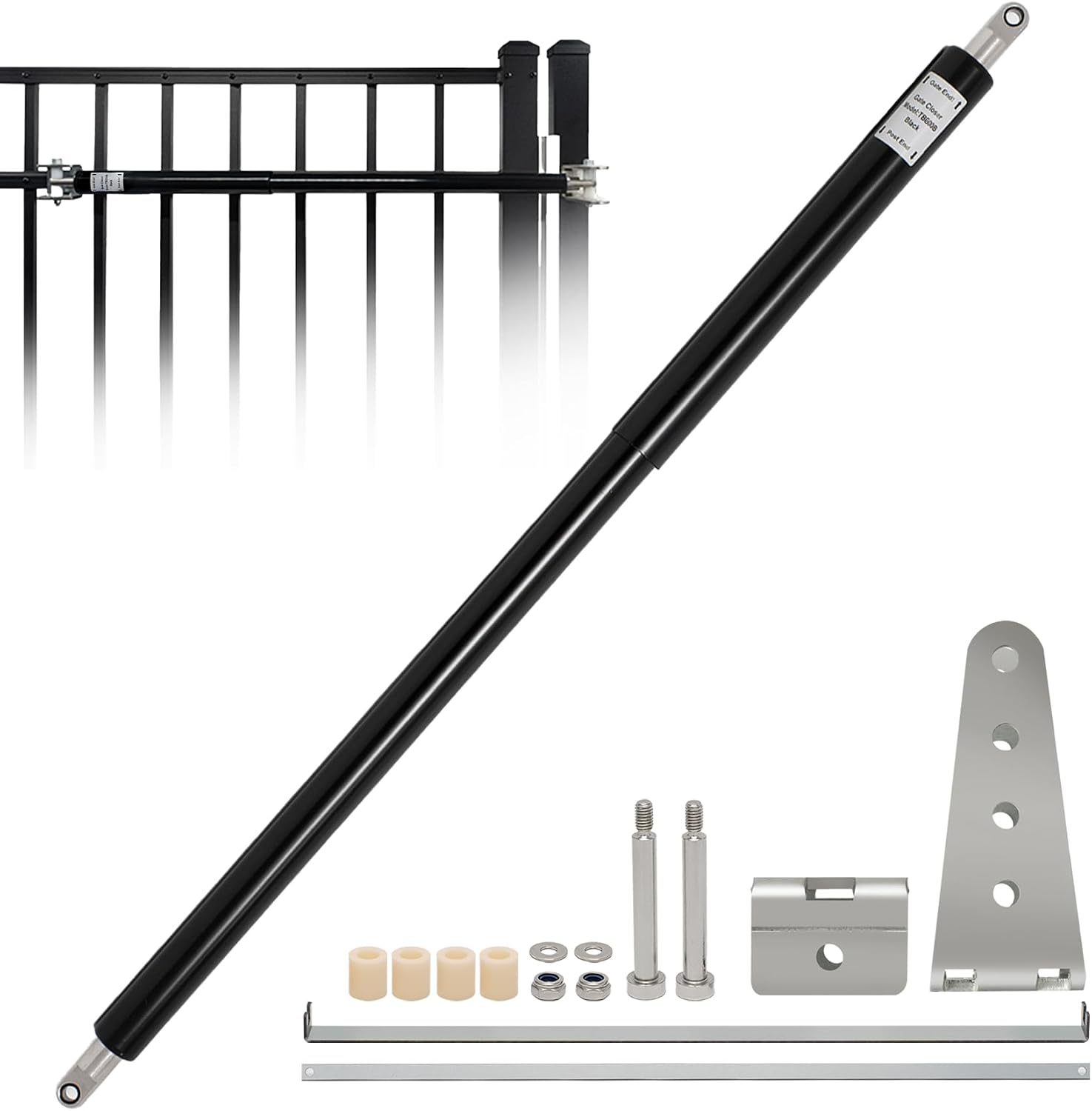 TB600 Outdoor Heavy Duty Gate Closer for 150 to 250 Pounds – Upgraded Hydraulic Gate Closer, Fits 48–78 Inch Gates – Ideal for Farm, Backyard, Pool, and Property Fencing (Black)
