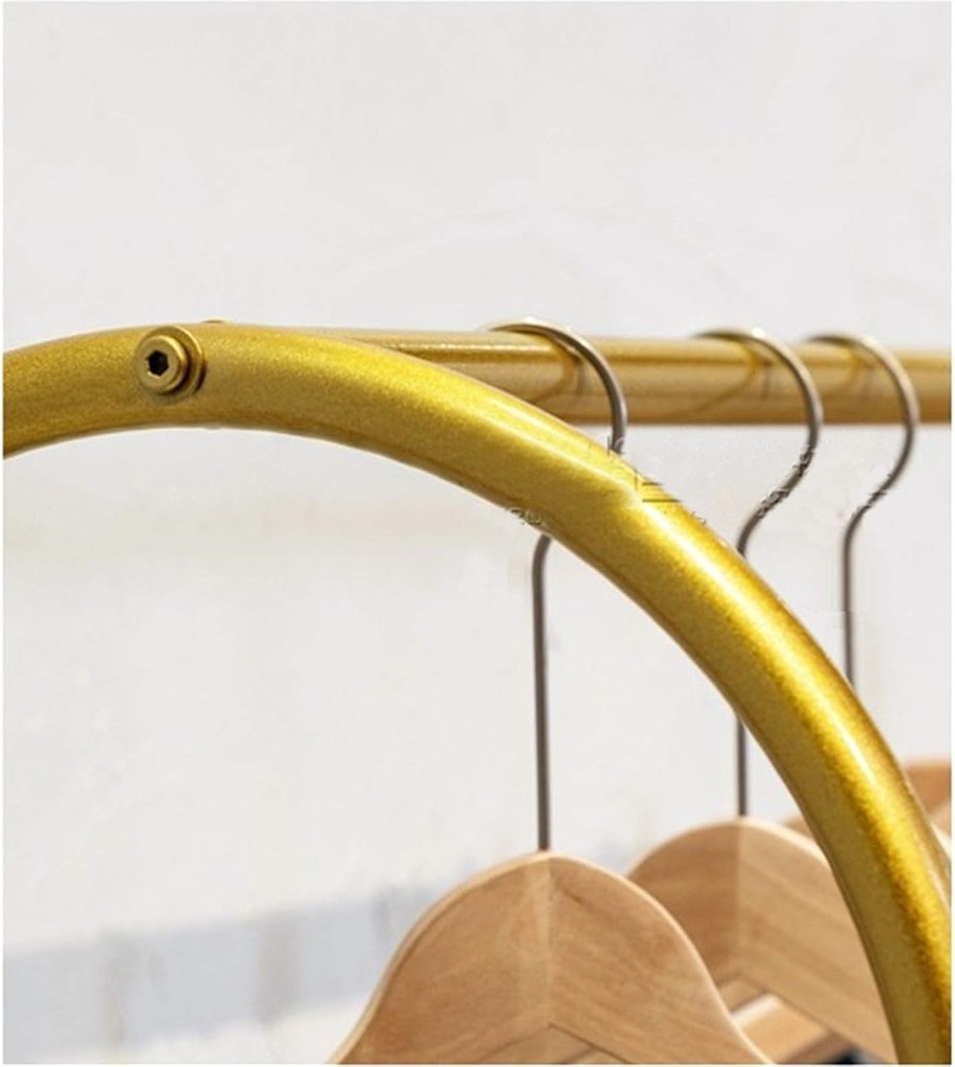 Creative Display Stand,Double-Rod Garment Rack with Marble Storage Rack,Freestanding Coat Pipe Shelf for Coats,Shirts,Dresses in Women's Clothes Store,Gold(Size:160 * 145CM,Color:Gold) (B 160*145CM)