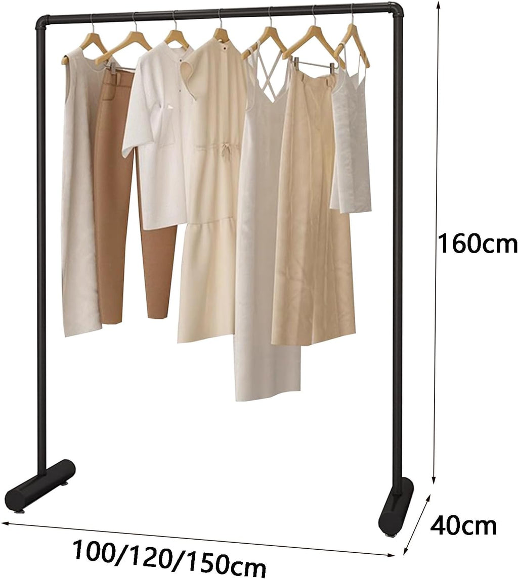 Heavy Duty Coat Rack, Garment rack Industrial Pipe Clothing Rack For Clothes Hanging Display, Commercial Heavy Duty Metal Clothes Rail, Freestanding Single Rod Coat Rack For Bedroom ( 120X40X160CM)