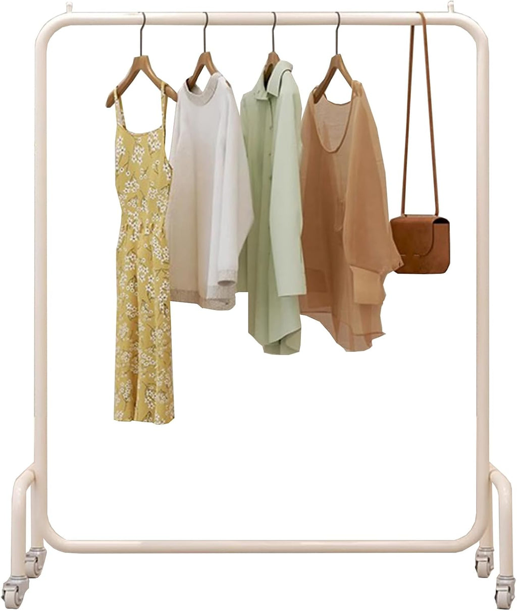 Heavy Duty Coat Rack, Garment Rack Heavy Duty Clothes Rail with Wheels, Rolling Clothing Rack for Hanging Clothes, Freestanding Clothes Display Rack for Boutique, Stainless Steel Coat Rack (100X40X1