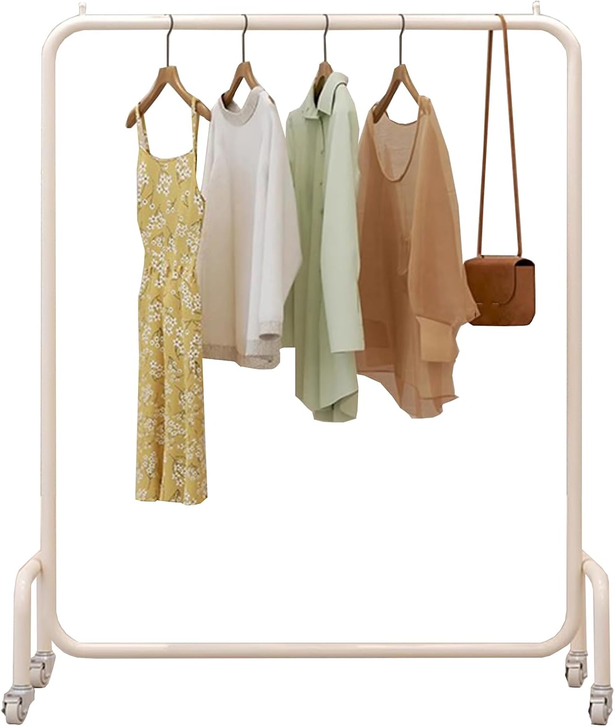 Heavy Duty Coat Rack, Garment Rack Heavy Duty Clothes Rail with Wheels, Rolling Clothing Rack for Hanging Clothes, Freestanding Clothes Display Rack for Boutique, Stainless Steel Coat Rack (100X40X1