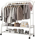 Shoe Bench Coat Stand Rack Hanger Metal clothes rack, Free-Standing Garment rack,Hanging rails for Clothes with Shoe Rack, Bedroom Heavy Duty Garment Rack, for Living Room, Hallway