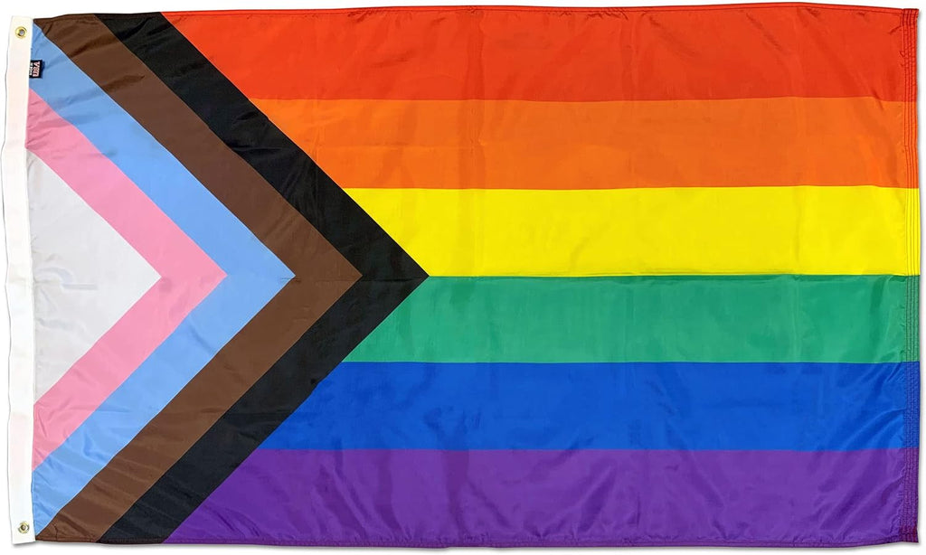 FlagSource Progress Pride Nylon Decorative Flag, Made in the USA, 5x8'