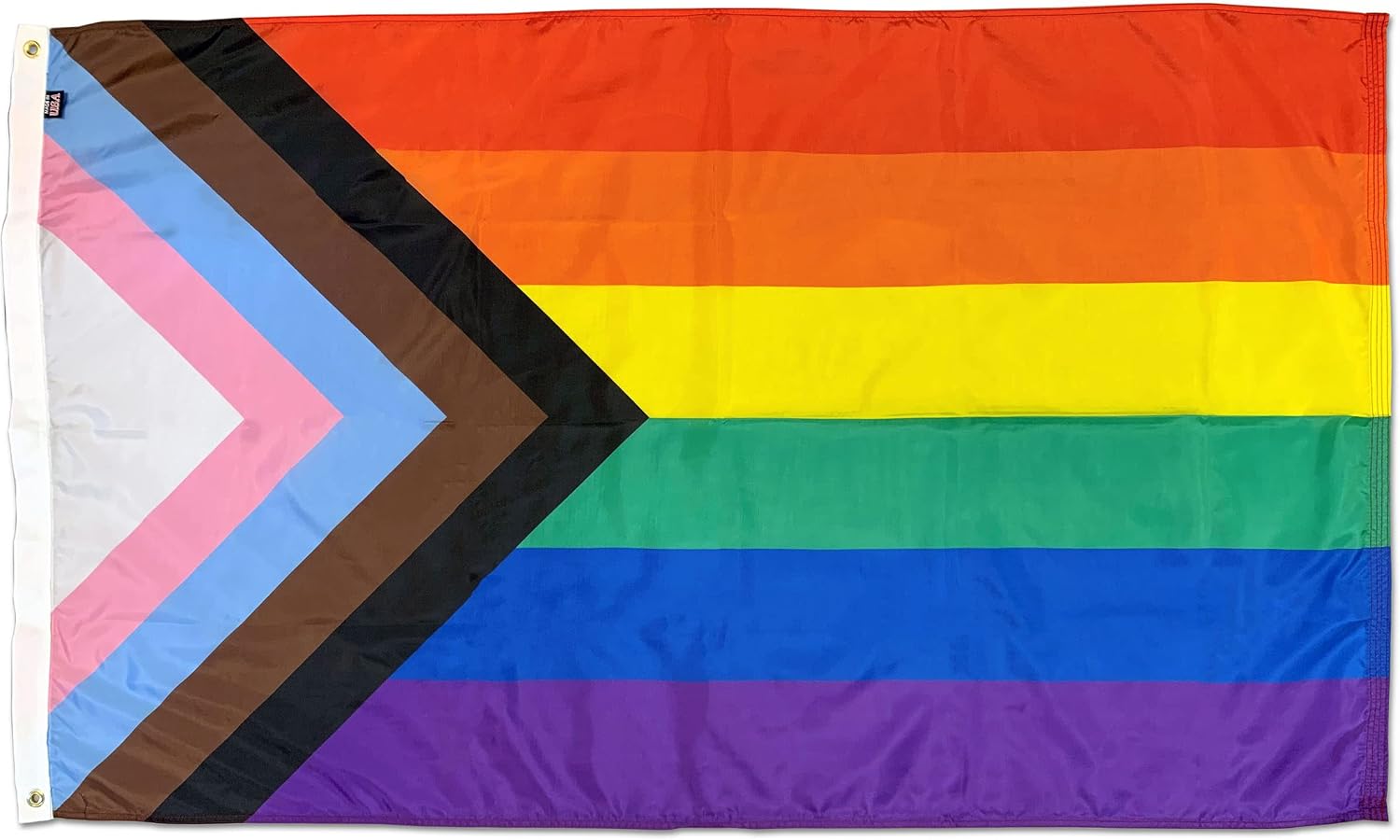 FlagSource Progress Pride Nylon Decorative Flag, Made in the USA, 5x8'