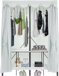 Portable Wardrobe Closet Rack, 1102lbs Heavy-Duty Foldable Garment Racks with Cover, Enclosed Curtain Armoires, for Hanging Clothes, Bedroom, 50 x 20.47 x 67.72inch