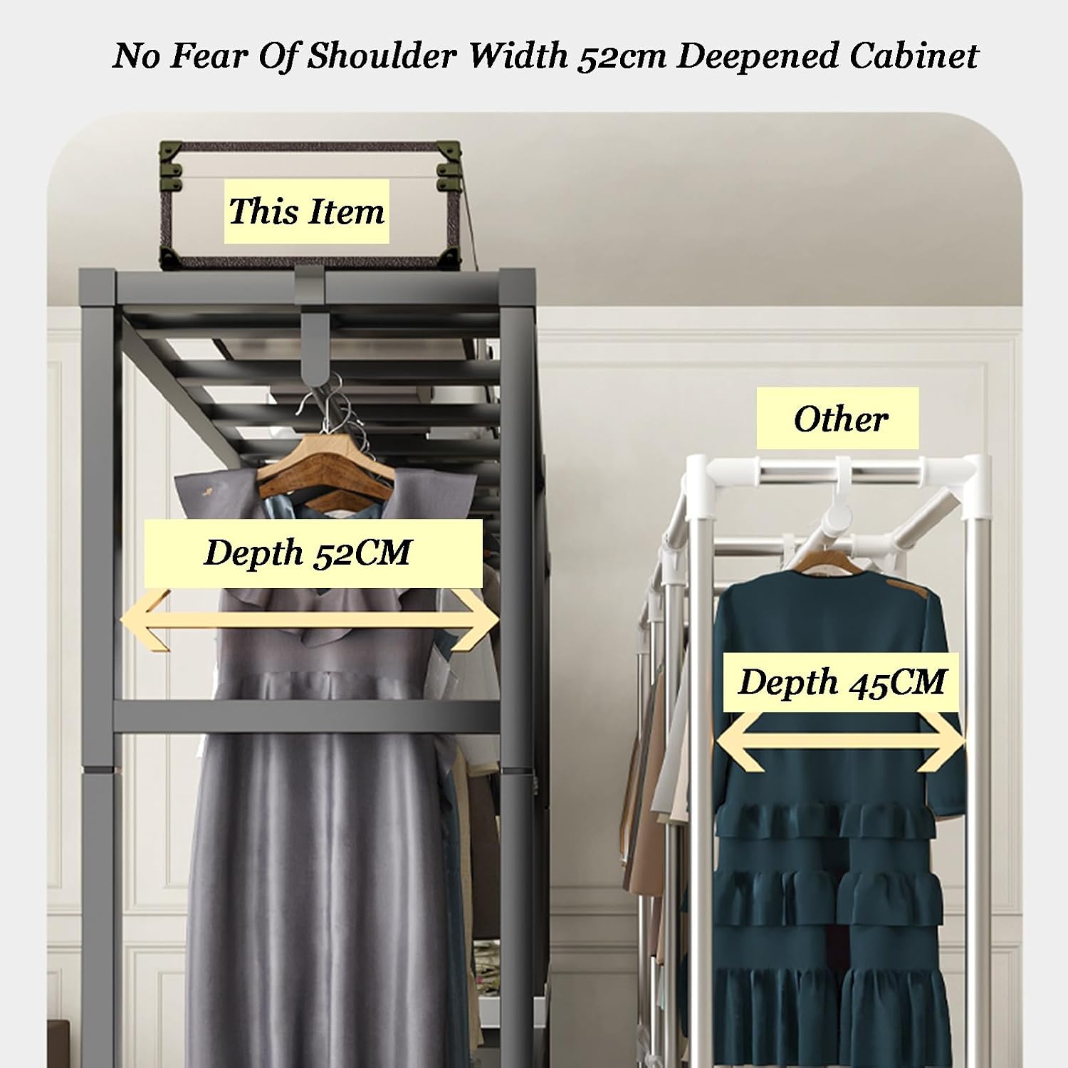 Portable Closet Wardrobe,Freestanding Closet with Adjustable Foot Pads,Coat Storage Garment Racks,for Bedroom Free Standing Clothes Rack with Cover(Color 3)
