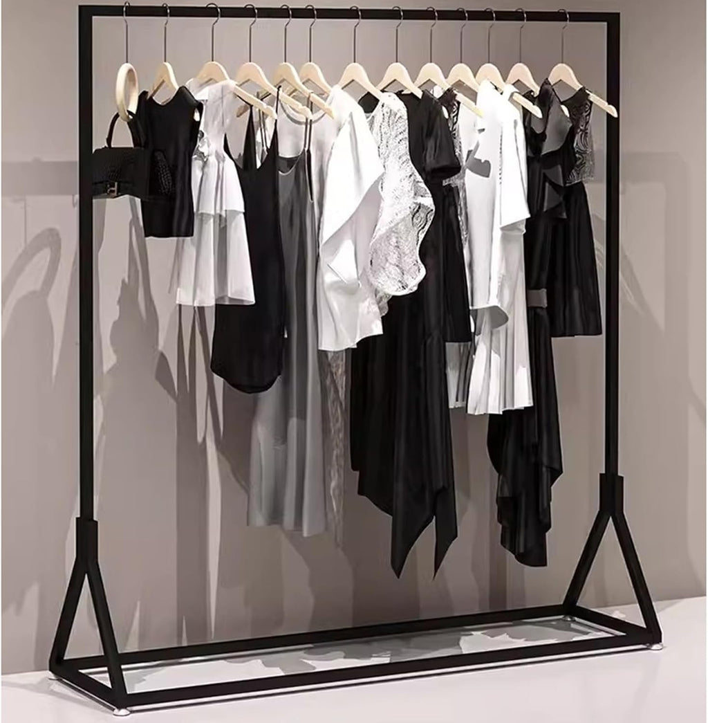 Heavy duty Garment rack Commercial Heavy Duty Clothes Rail, Black Metal Clothing Rack For Hanging Clothes, Freestanding Retail Display Rack, Single Rod Coat Rack For Bedrooms And Boutiques ( 150X40X1