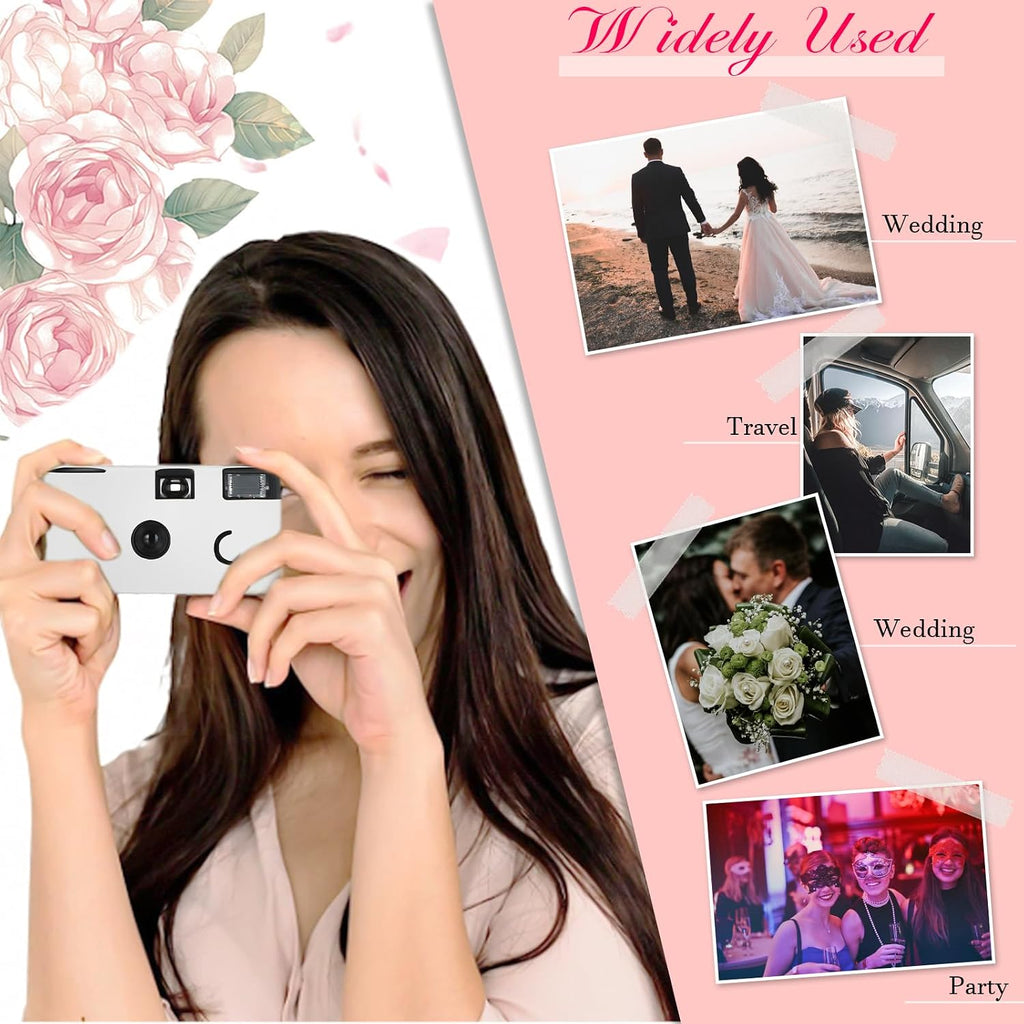 Kanayu 14 Packs DIY Disposable Cameras Bulk, White Single Use Camera with 35mm Iso 400 Film Bright Flash for Weddings, Baby Showers, Birthday Parties Anniversary Events, Easy to Use, Vintage