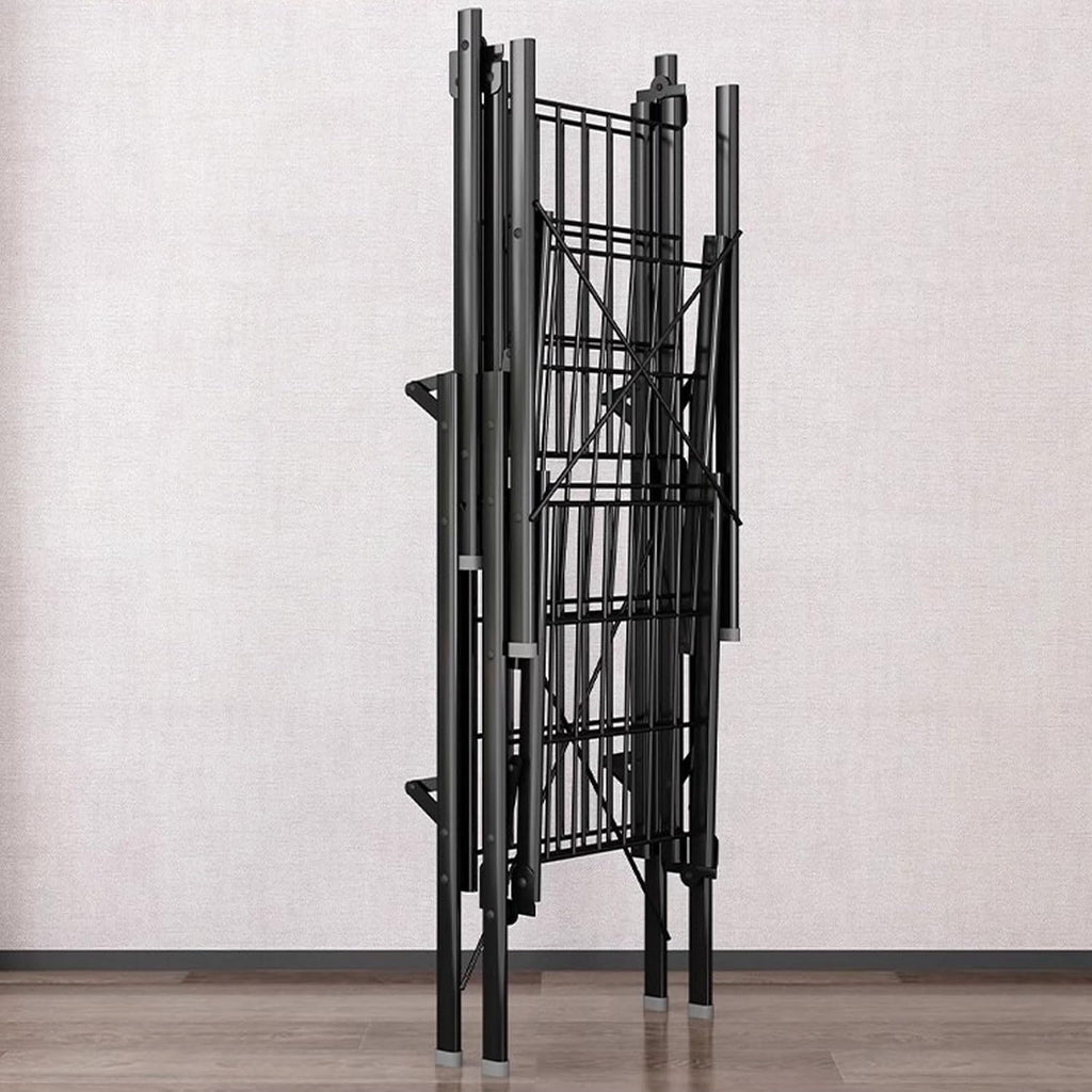 Foldable Closet Storage Shelves, Heavy-Duty Portable Wardrobe Rack with Cover, Freestanding Clothing & Coat Organizer for Bedroom - 110cm/43in Space-Saving Solution
