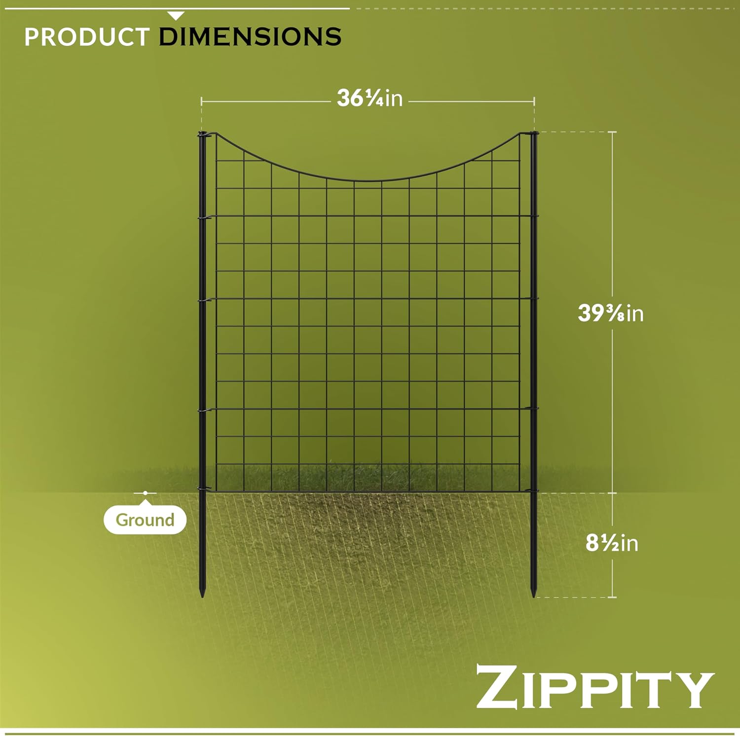 39in H (5 Fence Panels) No Dig Easy Install Zippity Black Metal Fence, Decorative Garden Barrier for Dogs, Temporary Animal Enclosure, Yard Border Panels, WF29006