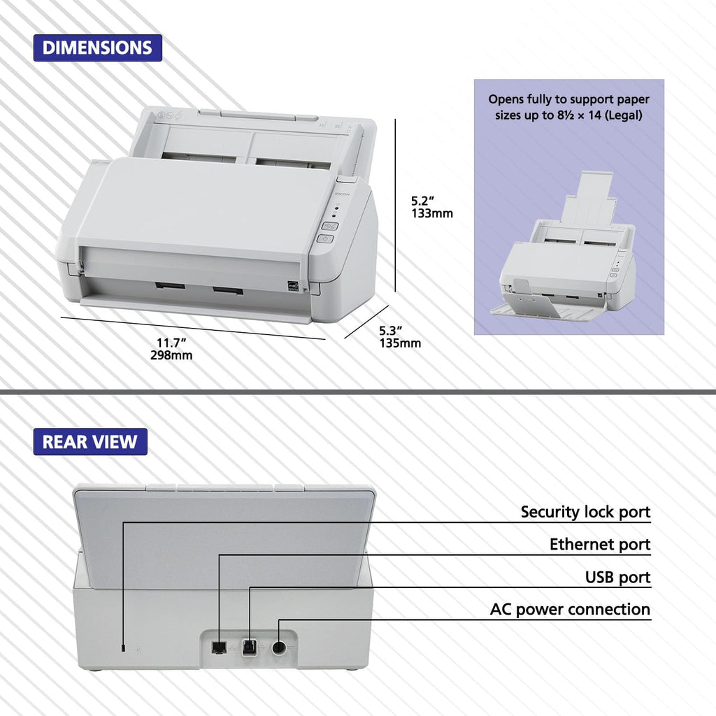 RICOH SP-1130N Duplex Document Image Scanner, White