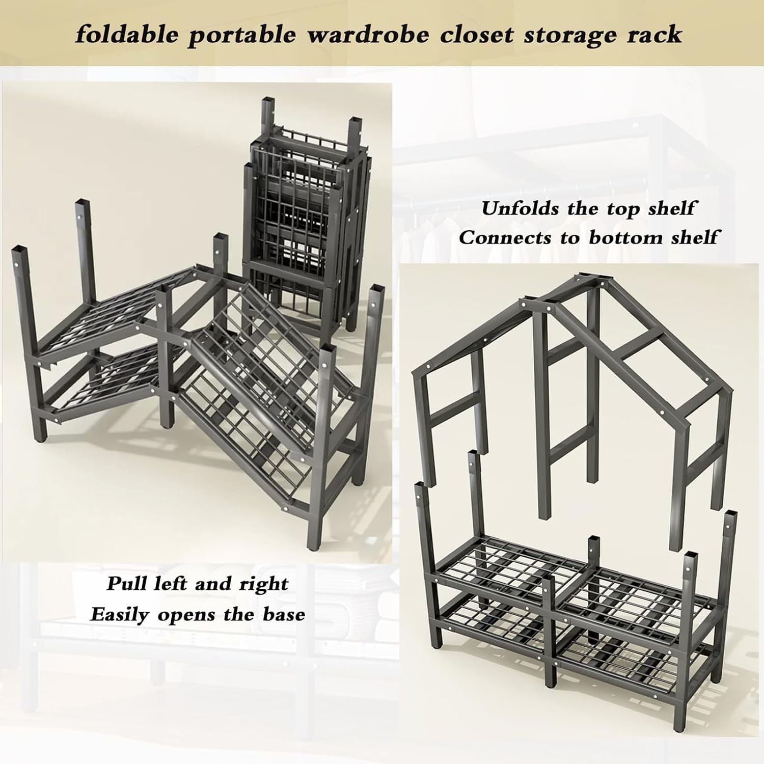 Heavy Duty Rolling Garment Rack With Cover, Width 20.47in，max 2000lbs, Foldable Clothing Rack For Hanging Clothes, Portable Freestanding Closets Wardrobe , Metal Armoires,multiple Sizes(Size:125cm/49.