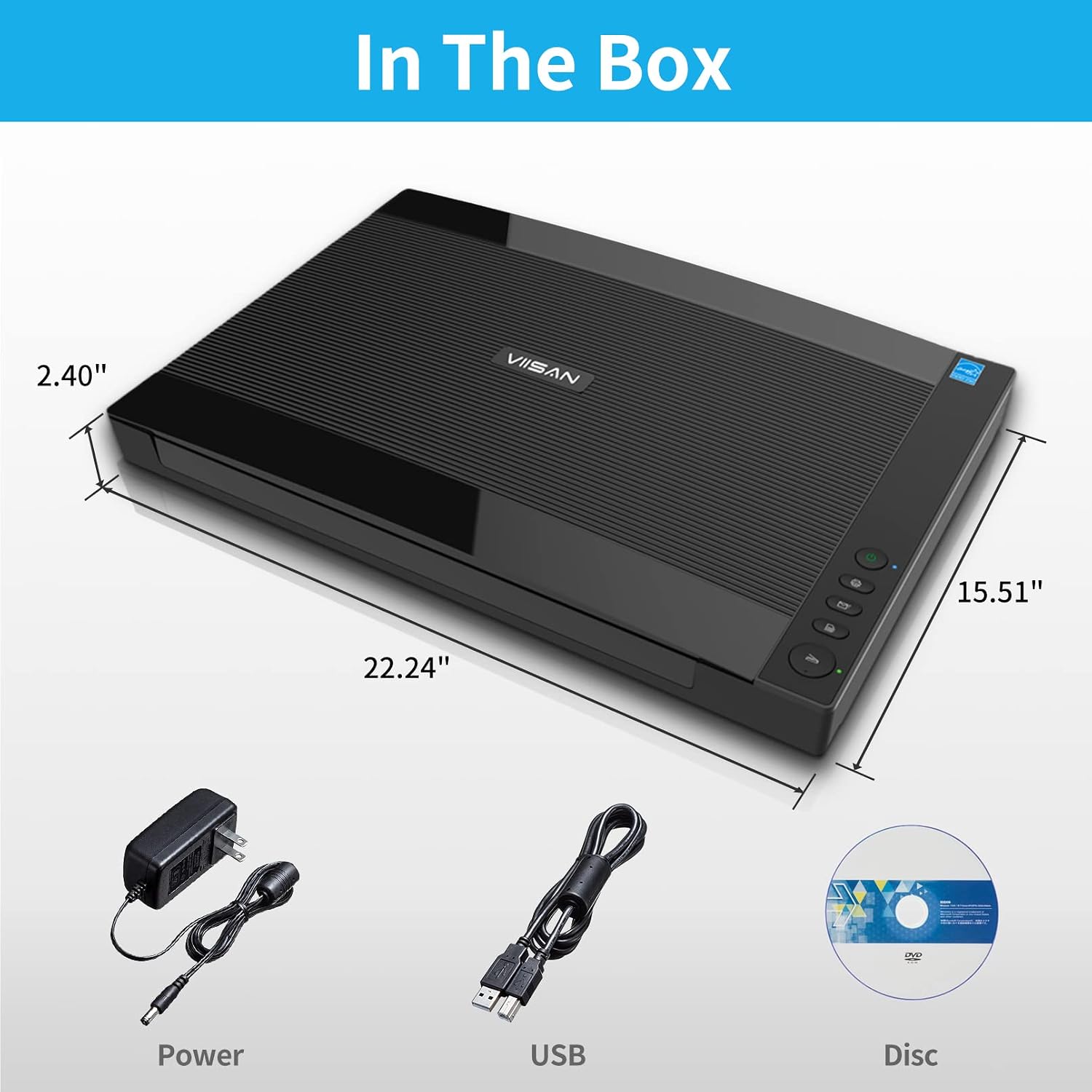 VIISAN 3120 A3 Flatbed Scanner, 1200 DPI, CIS Sensor, Scan 11.7' x 16.7' in 8 sec, Frameless, Auto-Scan, Document & Photo & Book Scanner, Design for Library, School and Soho. Supports Windows & Mac
