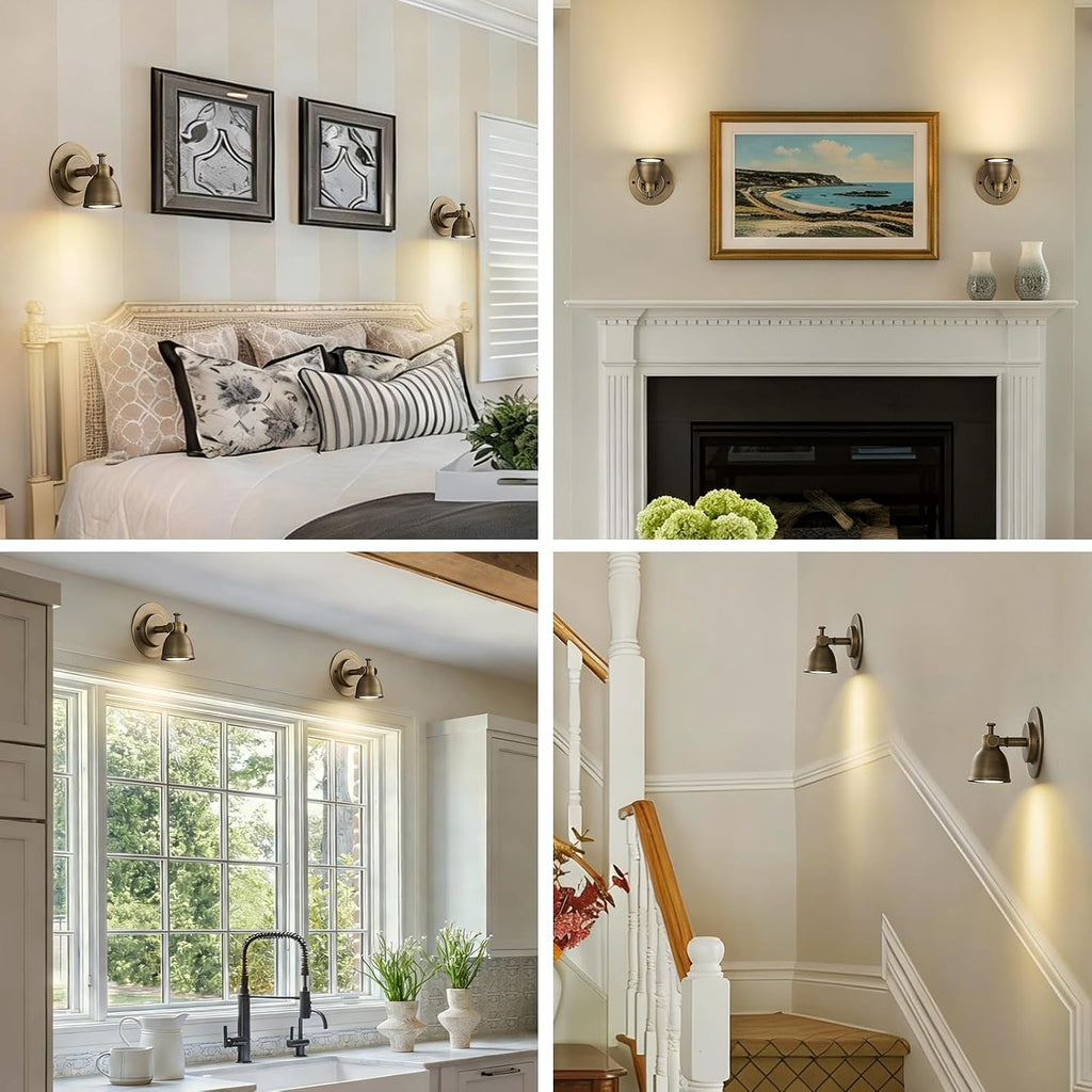 Small Wall Sconces Set of 2 Hardwired - Vintage Oil Rubbed Bronze Art Deco Indoor Mini Bell Lamps Decor Set of Two for Bathroom Vanity Bedroom Bedside Hallway Living Room Kitchen Picture