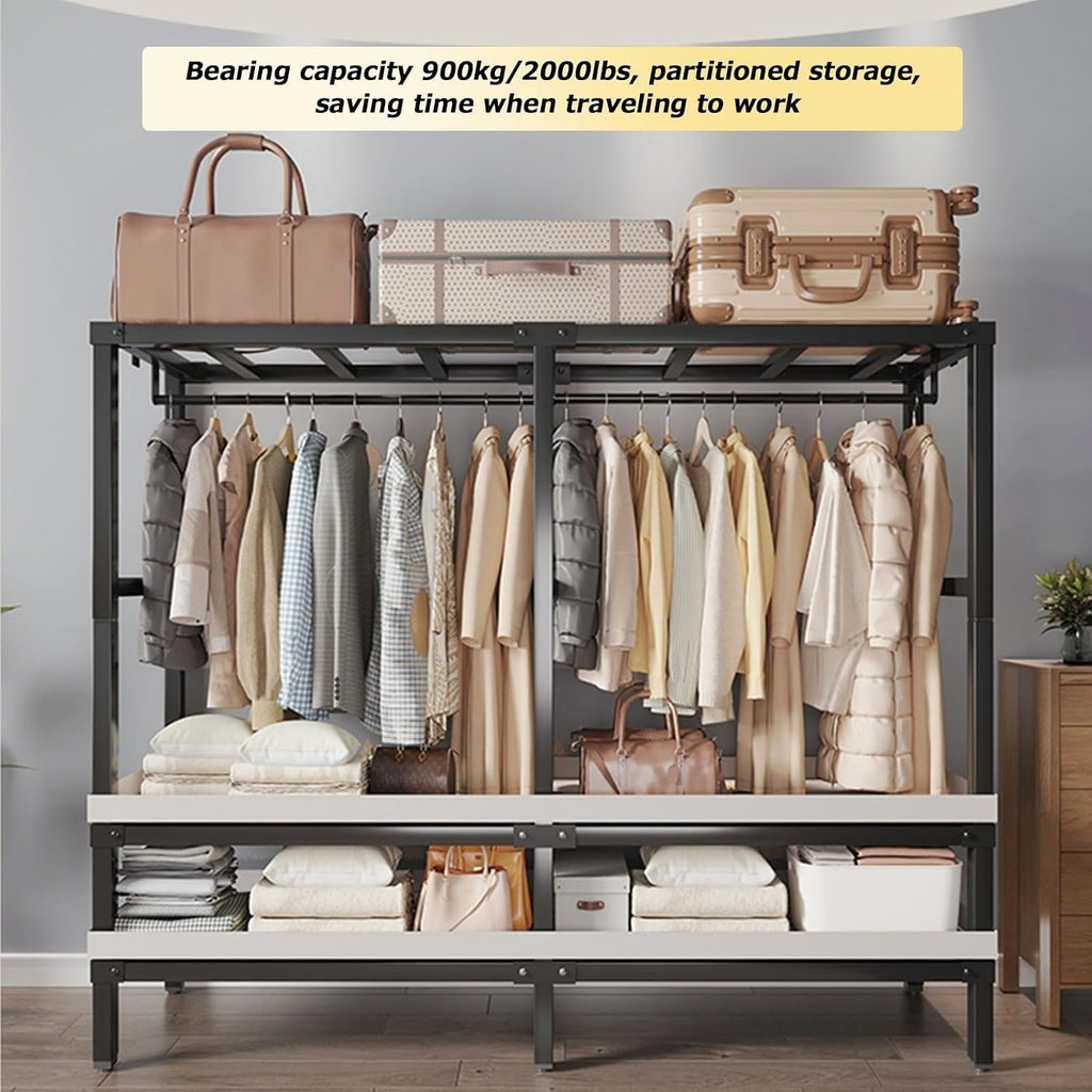 Heavy Duty Rolling Garment Rack With Cover - Mobile Metal Wardrobe Wardrobe, Width 20.47in, Max 2000lbs, Portable Freestanding Closets Wardrobe, Foldable Clothing Rack, For Hanging Clothes ( Size : 20