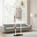 Black Steel Clothes Rail Load 110 LBS, Freestanding Bedroom Garment Rack with 5 Hooks for Coats, Jackets, Shirts, Dress Saving Space(Beige)