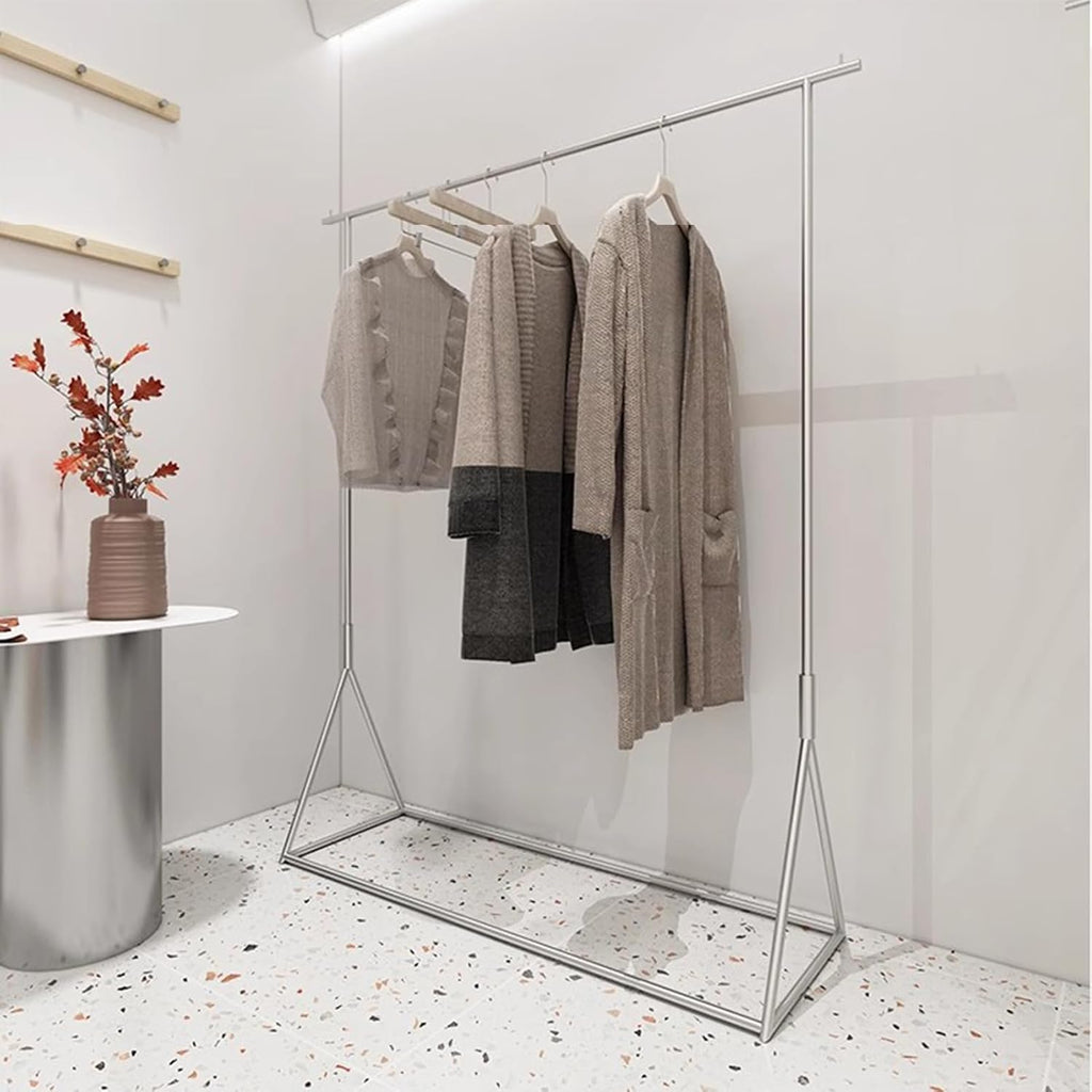 Heavy Duty Coat Rack, Garment Rack Nordic Modern Clothing Rack for Hanging and Display, Commercial Grade Heavy Duty Clothes Rail, Silver Stainless Steel, Freestanding Coat Rack (100X40X150CM)
