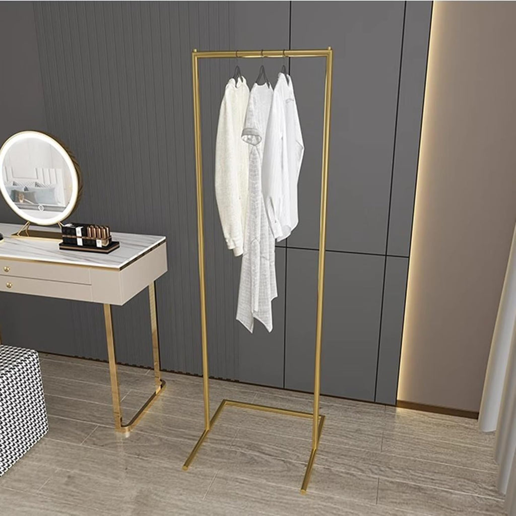 Heavy duty Garment rack Freestanding Clothing Rack For Hanging Clothes, Coats, Skirts, Heavy Duty Metal Clothes Rail, U-shaped Base, Space Saving Coat Rack For Bedroom, Retail Displa (Gold 70X36X160C