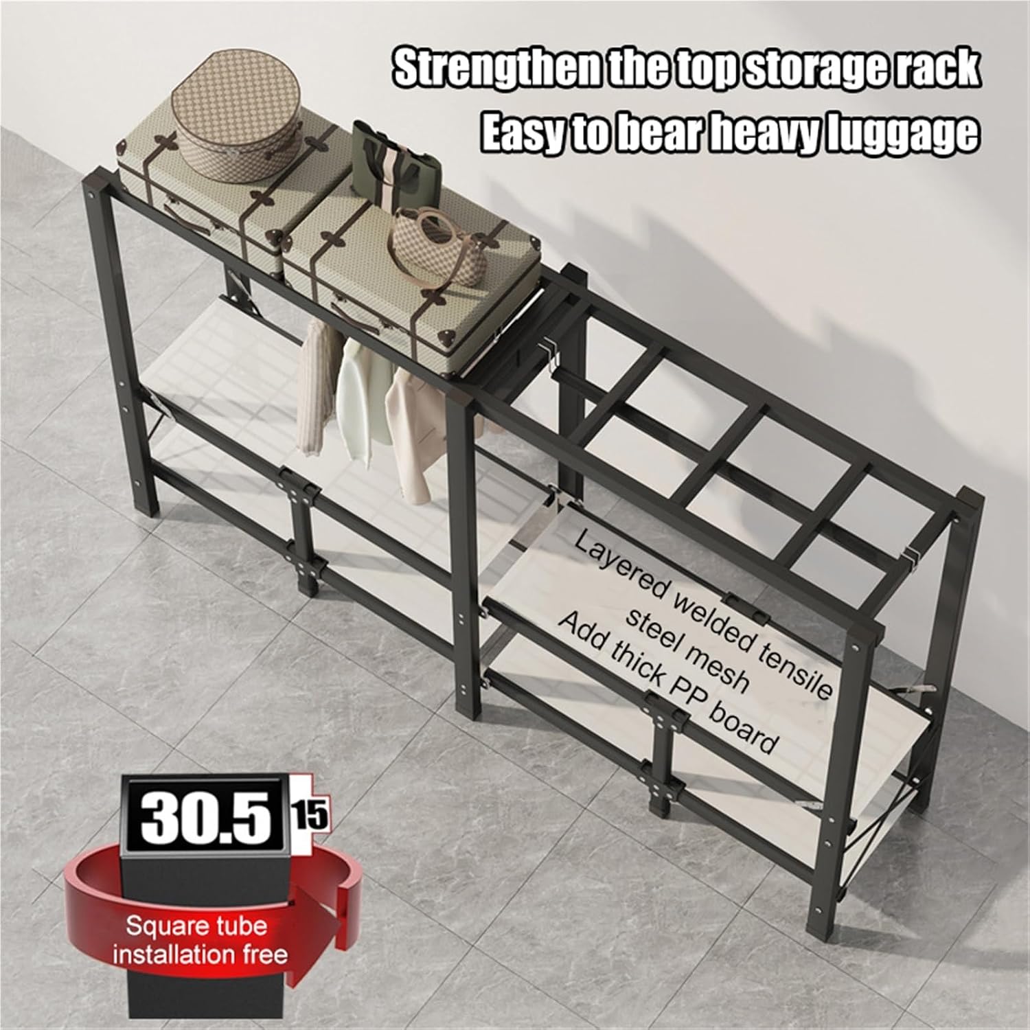 Heavy Duty Clothes Rack,Foldable Clothe Rack with Cover and Wheel Heavy-Duty Portable Closet,Wardrobe Freestanding Metal Clothing Rack,for Hanging Clothes(112x46x170cm)