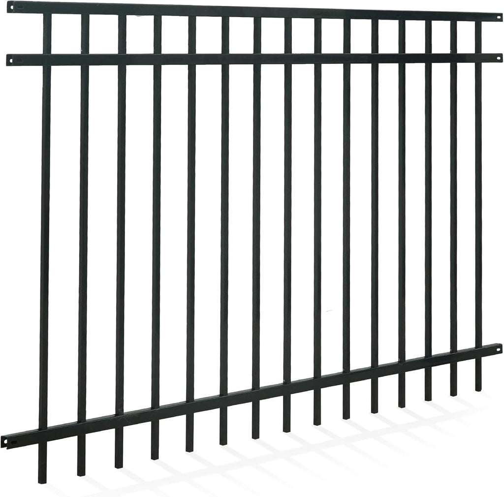 Fencer Wire Heavy Duty Flat Top Fence Barrier Panel, 4FT Height X 6FT Width Anti-Rust Metal Fencing Panel, Steel Outdoor Decorative Garden Fence Panel for Yard, Pool, Patio, Single Panel