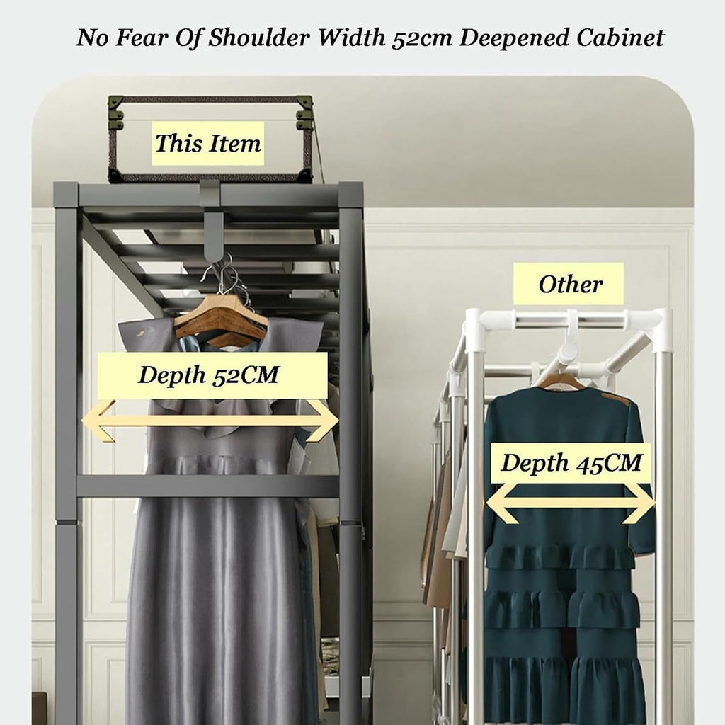 Portable Closet Wardrobe,Freestanding Closet with Adjustable Foot Pads,Coat Storage Garment Racks,for Bedroom Free Standing Clothes Rack with Cover(Color 3) Rack