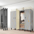 Portable Wardrobe Closet, Heavy Duty Clothing Rack for Hanging Clothes, Metal Clothes Rack with Cover and Hanging Rods, Freestanding Wardrobe Armoire Load 1000 LBS (Door Style 49 inches/125cm)