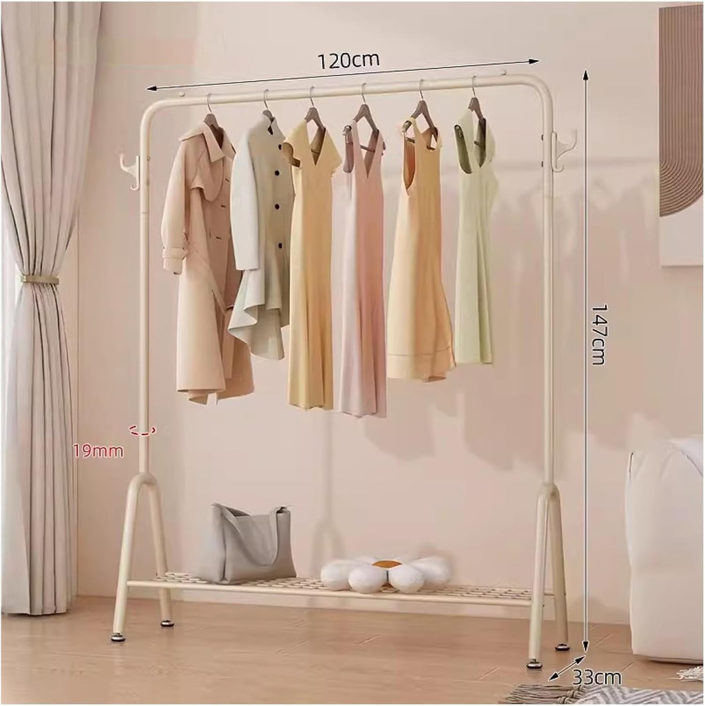 Heavy Duty Metal Clothing Rack with Shelves Free Standing Garment nizer for Boutique Store White (120x33x147cm)