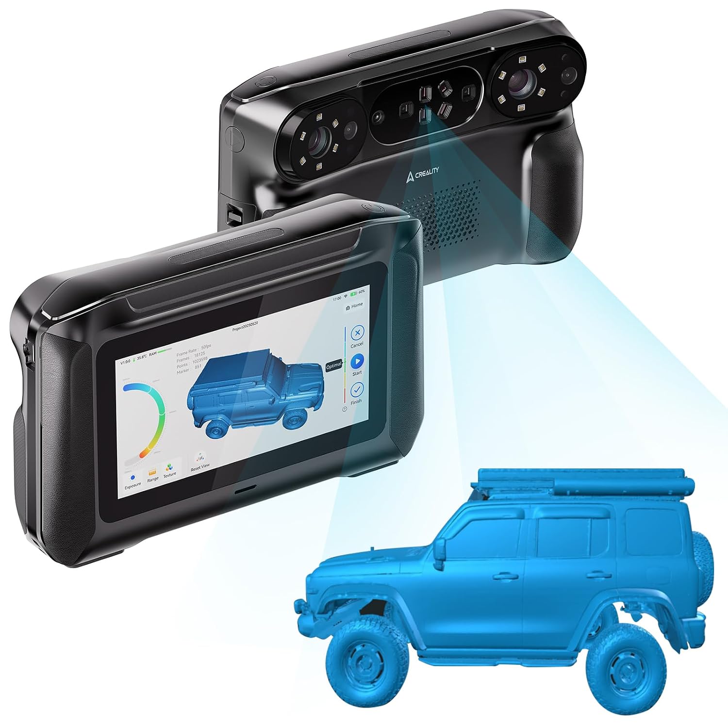 Official Creality Sermoon P1 3D Scanner, Handheld 22+7+1 Blue Laser&Infrared Wireless 3D Scanner with 6'Touch Screen, Supports Standalone&PC Modes, 0.02mm/m Accuracy Scanning with WiFi 7