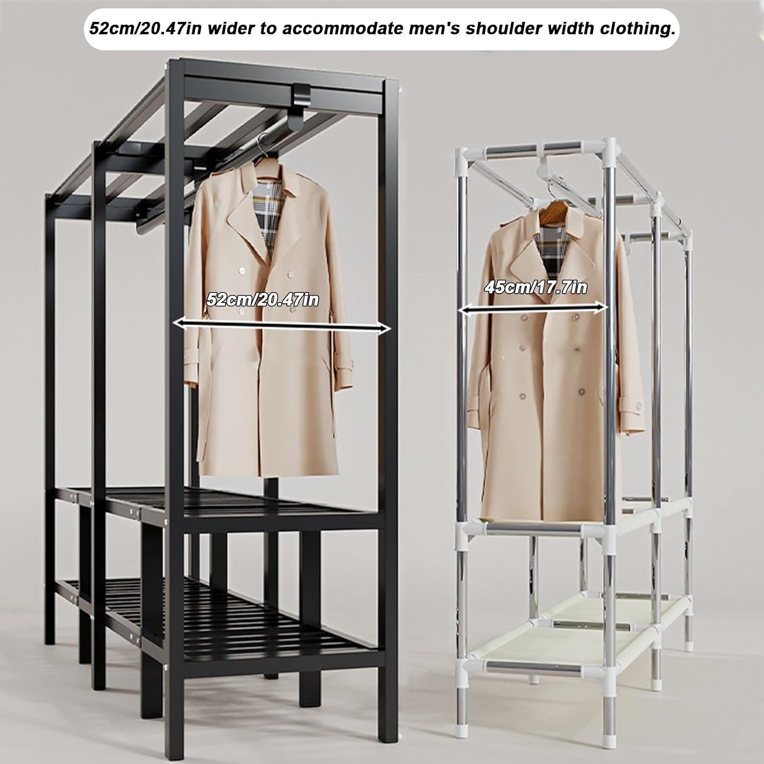 Large Heavy-Duty Portable Wardrobe Closet Rack with Cover - Rolling Freestanding Clothes Organizer System for Hanging Clothes