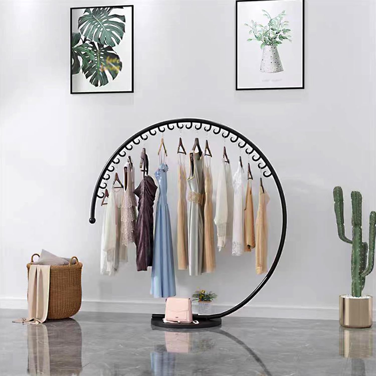 Clothing Store Industrial Display Stands, Clothes Rail, Metal Clothes Rail, Freestanding Garment Rack Hanger, 110 Lb Total Max, Clothes Rail Heavy Duty, Han(B-180x170cm