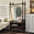 Solid Wood Garment Rack, Clothes Rack with Drawers, Floor Coat Racks Retro Wooden Floor-standing, for Hanging Shirts, Jackets, Hanger Stand for Bedroom